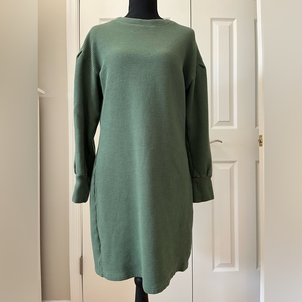 Albion Atlas Olive Green Ribbed Sweater Dress Large